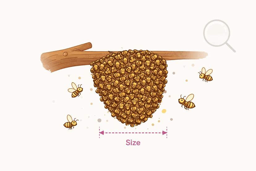 Illustration showing a close-up photo of a bee swarm cluster